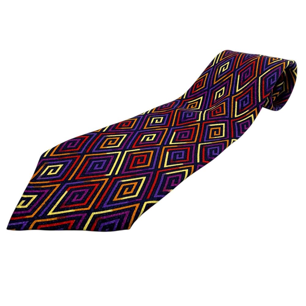 VTG Missoni Cravatte Spain Multicolor Geometric 100% Silk Neiman Marcus 58x4"
